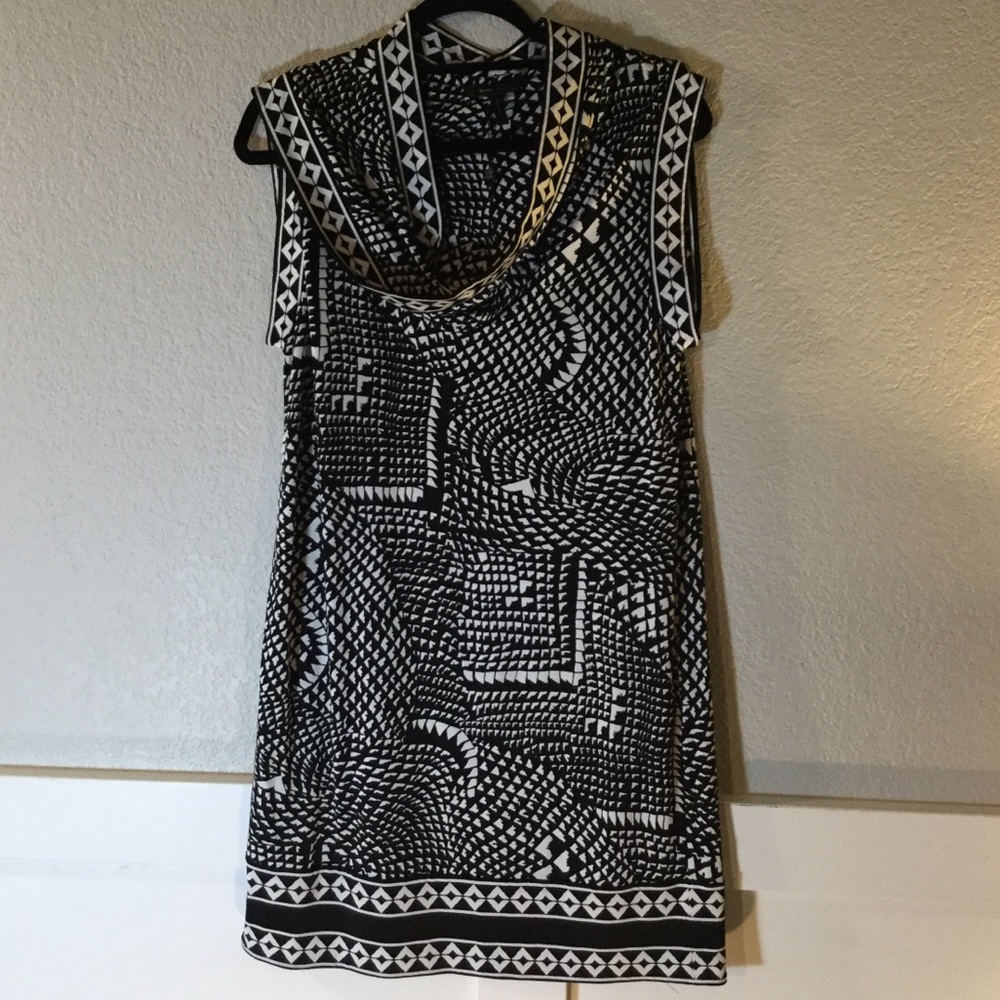 Black and white patterned slip on dress